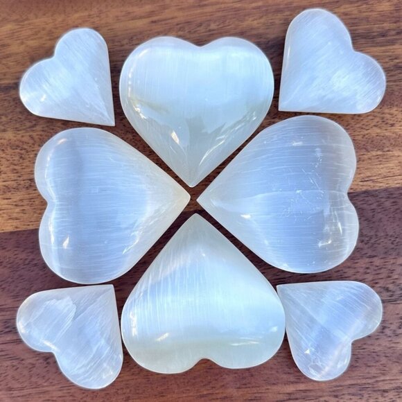 Selenite Crystal Heart, Polished Natural White Gemstone, Medium: 2.5 inches - Picture 14 of 14